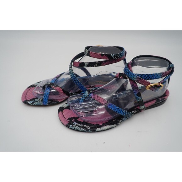 Marion Parke Toscana Harvey Python Snakeskin Indigo Strappy Sandals Size 8.5/39 - Picture 5 of 16